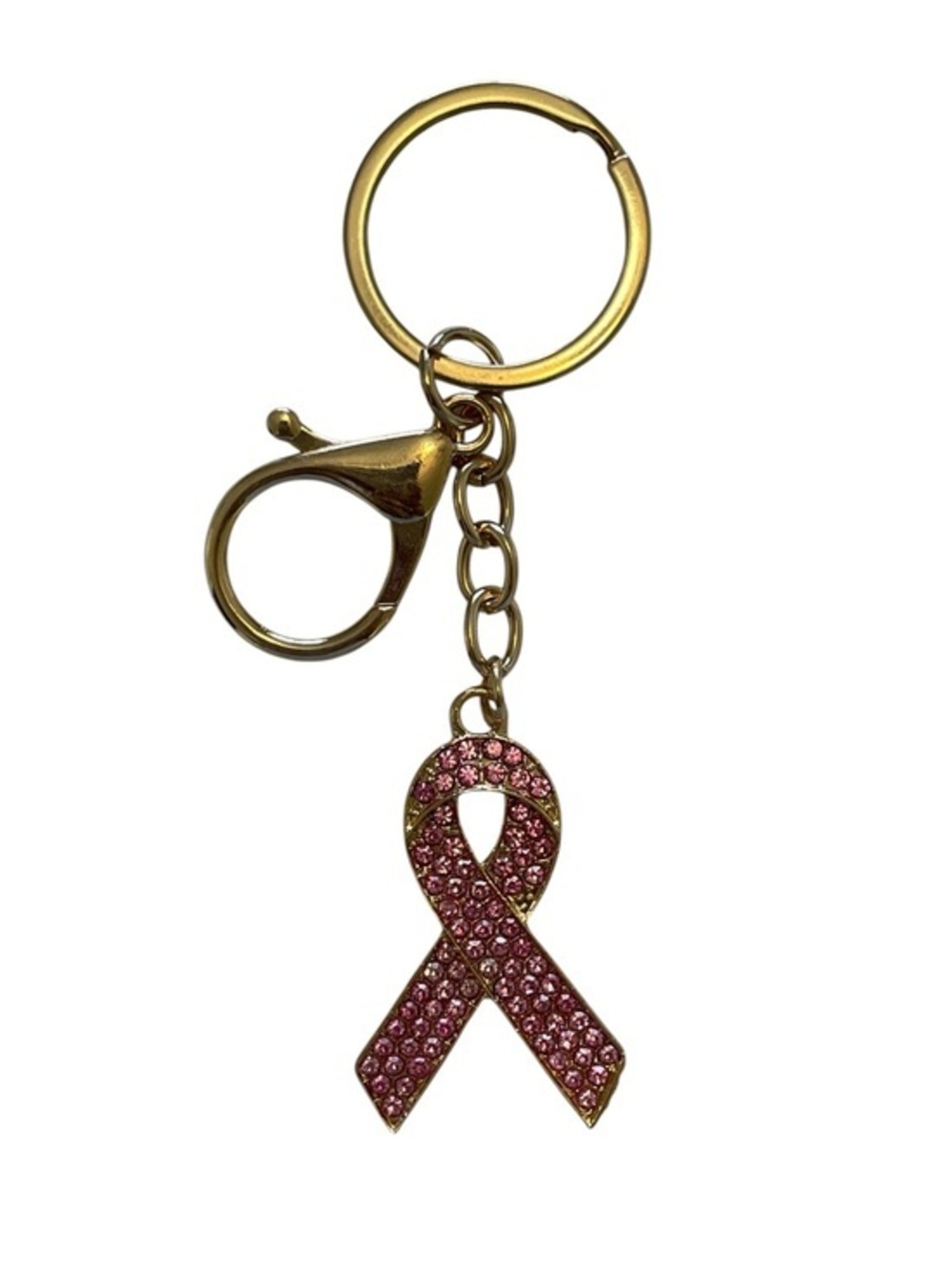 Blossom Breast Cancer Awareness Pink & Gold Ribbon Keychain